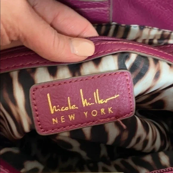 Nicole Miller Dark Pink Faux Snakeskin Bag - Picture 9 of 10